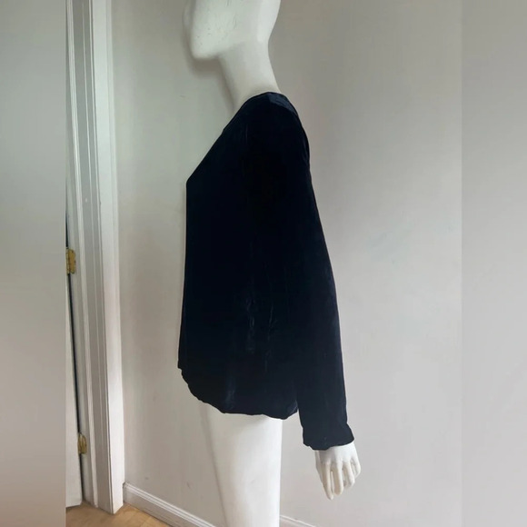 Antonelli Velvet Top Viscose Silk Blend Round Neck Long Sleeve Blue Navy Sz US 8 - Picture 3 of 9